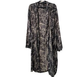 Vtg Harley Davidson Robe Adult XS Small 100% Silk Wrap Pockets Long Black No Tie